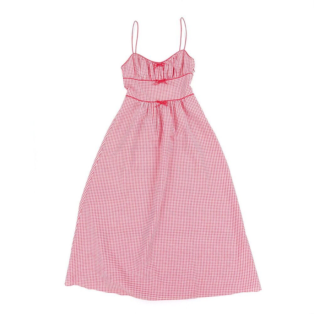 NWT Doen Belline Seersucker Dress Red Gingham Milkmaid Cottagecore Coquette 2XS